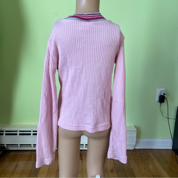 VINTAGE IN DESIGN PINK RIBBED HEART ACCENT LONG SLEEVE SHIRT TOP SIZE 7/8 - Picture 2 of 7